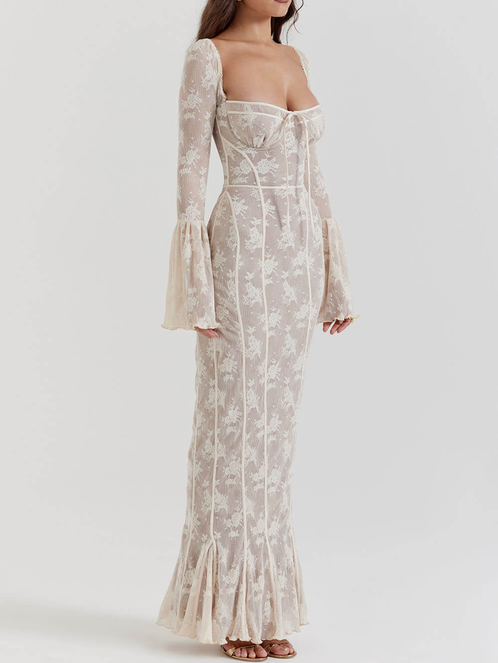 Velira Maxi Dress Nėrinių Vasaros Nakties Maxi Suknelė su Korsetu
