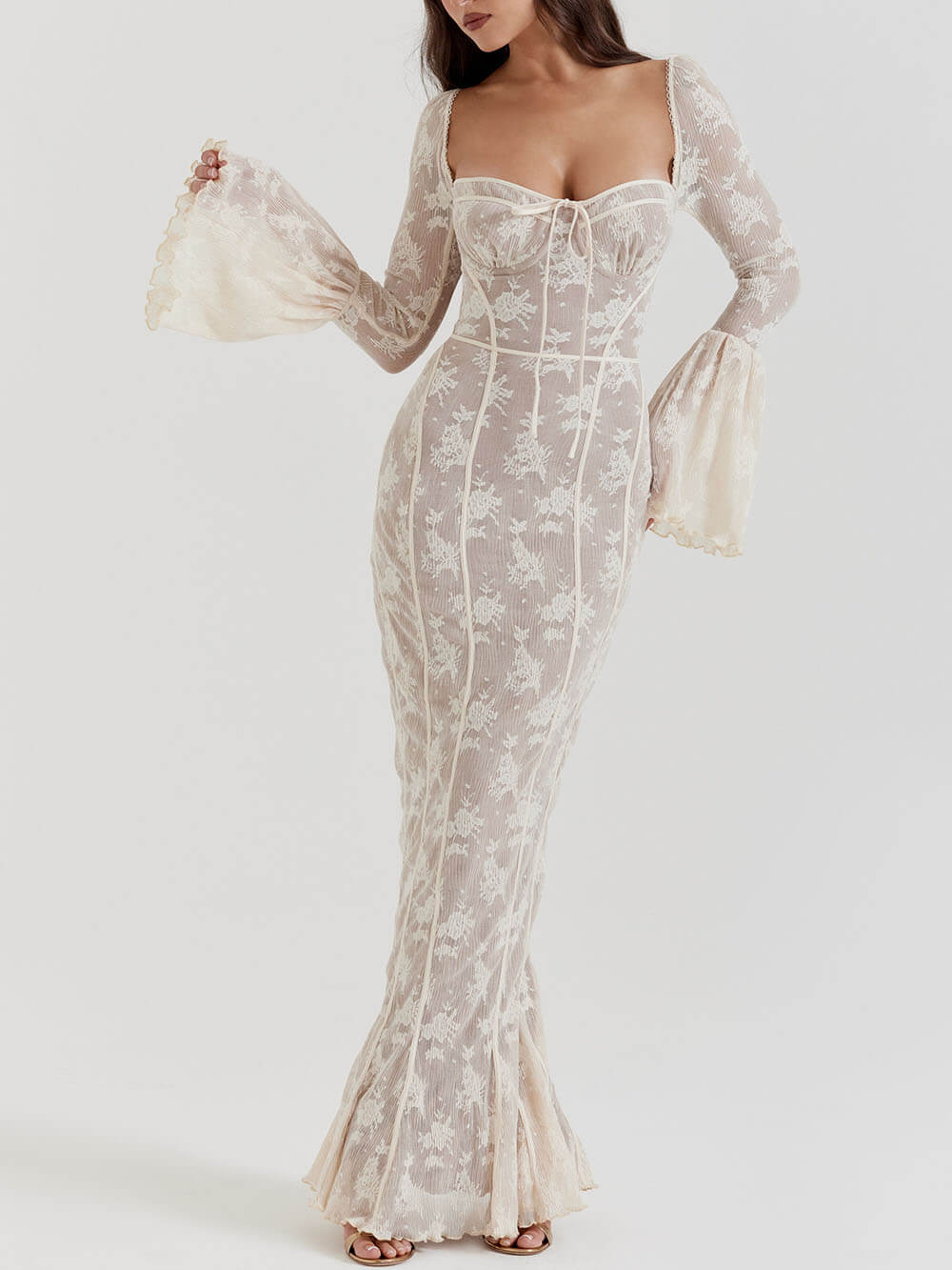 Velira Maxi Dress Nėrinių Vasaros Nakties Maxi Suknelė su Korsetu