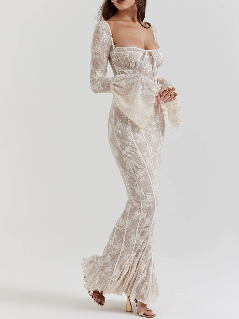 Velira Maxi Dress Nėrinių Vasaros Nakties Maxi Suknelė su Korsetu