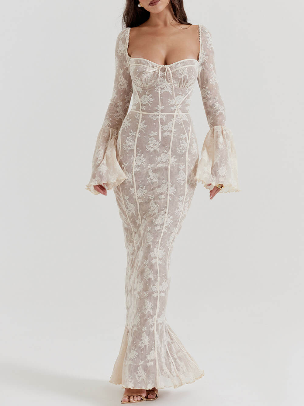 Velira Maxi Dress Nėrinių Vasaros Nakties Maxi Suknelė su Korsetu