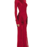 Velira Maxi Dress Raudona Aukštu Kaklu Šalis Maxi Suknelė