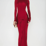 Velira Maxi Dress Raudona Aukštu Kaklu Šalis Maxi Suknelė