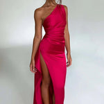 Velira Maxi Dress Raudona / S Satino vakarinė ilga suknelė