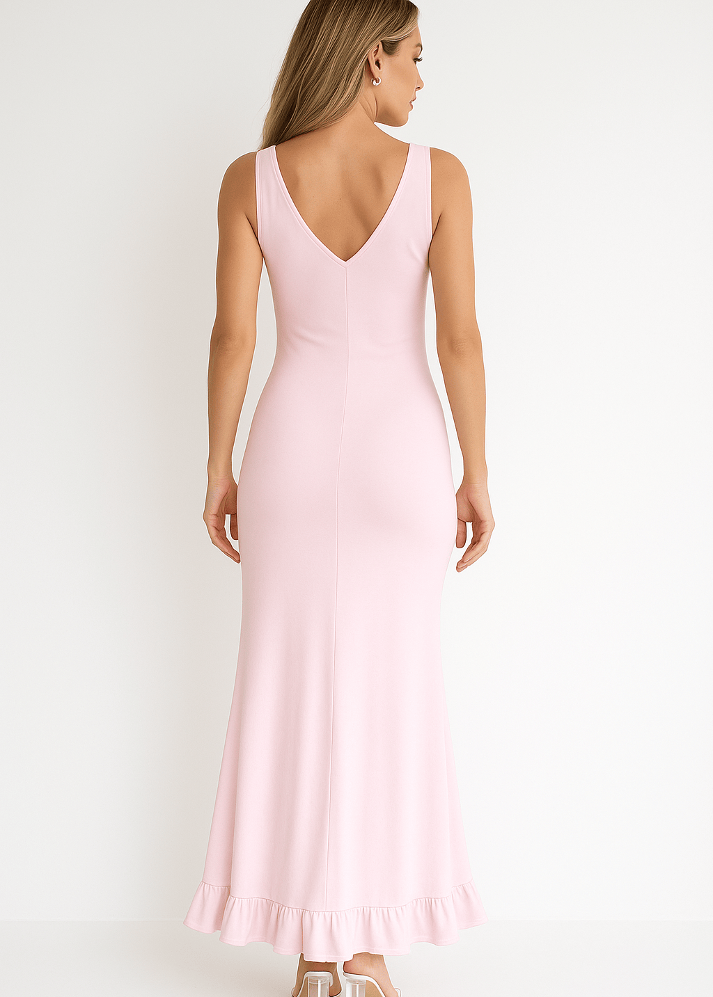 Velira Maxi Dress Raukšlėta V formos maksi suknelė