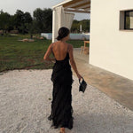 Velira Maxi Dress Romantiška Ruffles Šifono Vakarinė Maxi Suknelė