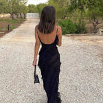 Velira Maxi Dress Romantiška Ruffles Šifono Vakarinė Maxi Suknelė