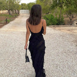 Velira Maxi Dress Romantiška Ruffles Šifono Vakarinė Maxi Suknelė