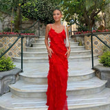 Velira Maxi Dress Romantiška Ruffles Šifono Vakarinė Maxi Suknelė