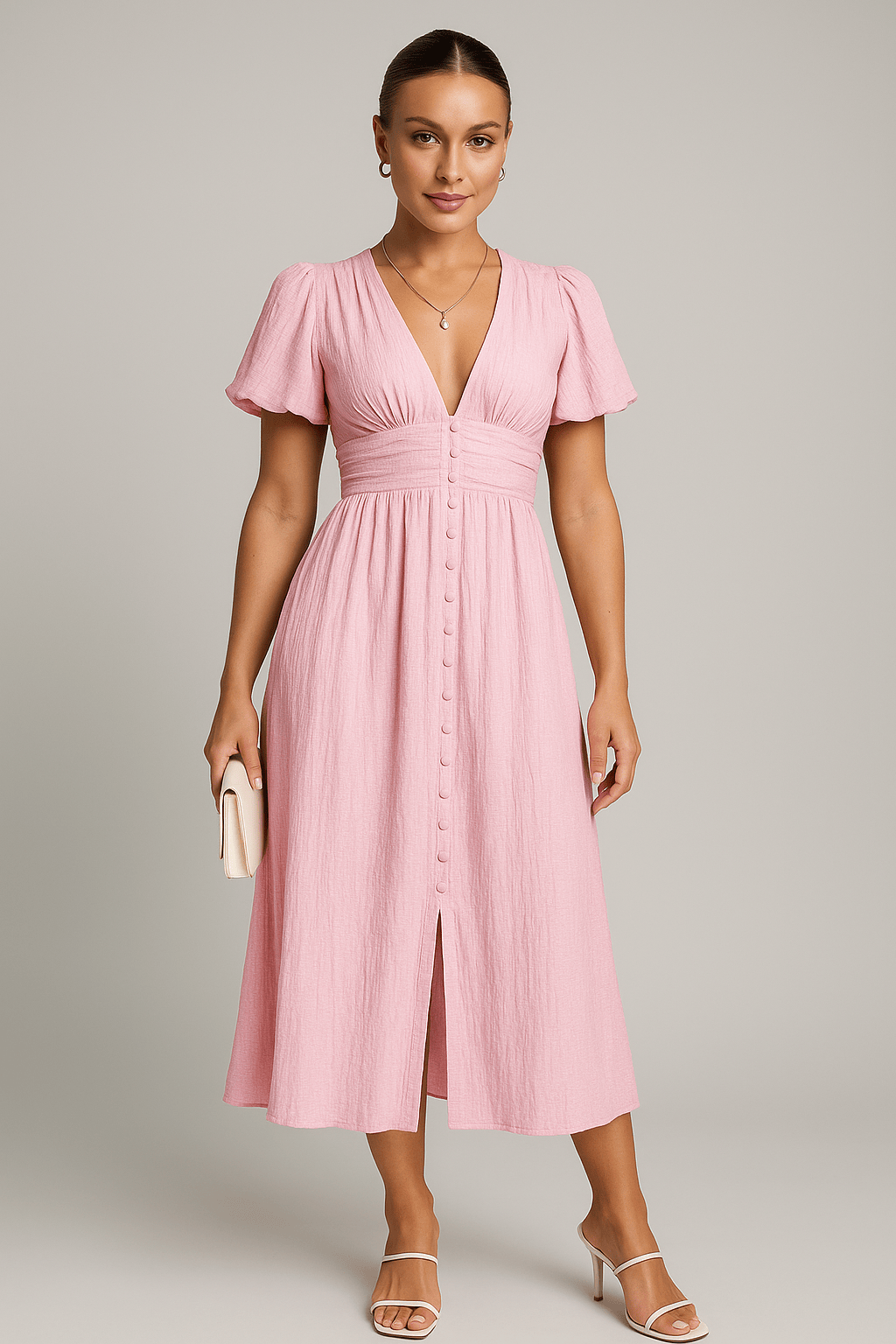 Velira Maxi Dress Rožinė / S Boho stiliaus maksi vasaros suknelė