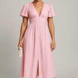 Velira Maxi Dress Rožinė / S Boho stiliaus maksi vasaros suknelė
