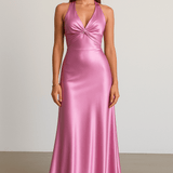 Velira Maxi Dress Rožinė / S Satinė Halter Maxi Suknelė