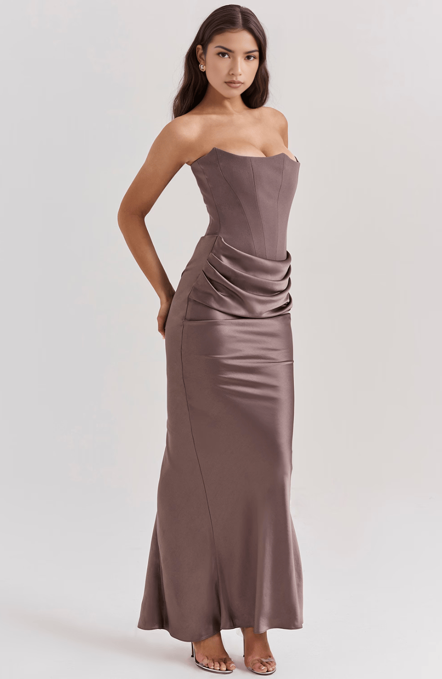 Velira Maxi Dress Ruda / S Mia Be rankovių korseto maksi suknelė