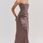 Velira Maxi Dress Ruda / S Mia Be rankovių korseto maksi suknelė