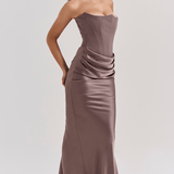 Velira Maxi Dress Ruda / S Mia Be rankovių korseto maksi suknelė