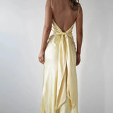 Velira Maxi Dress Satinė Slip Maxi Suknelė su Delikatais Dirželiais
