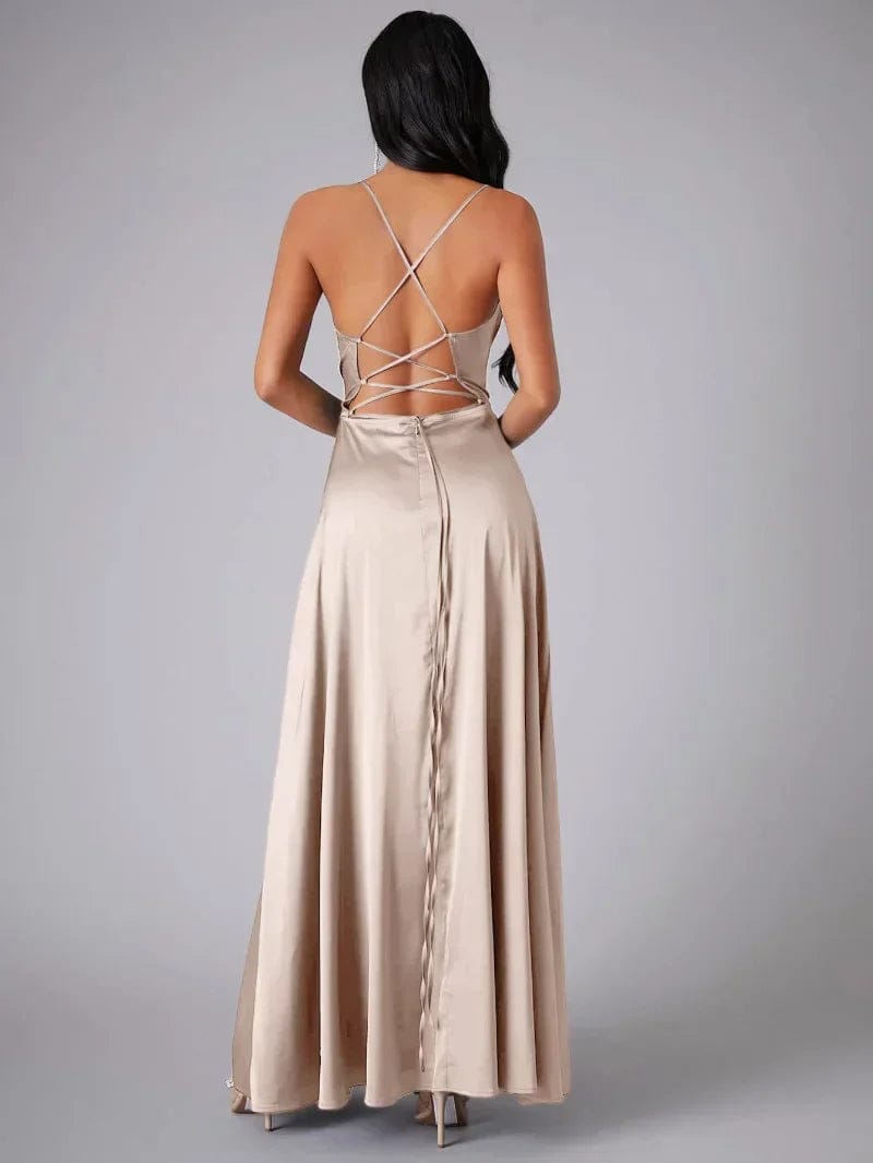 Velira Maxi Dress Suknelė su spaghetti petnešėlėmis, ilga, vakarui, su aukštu įpjovimu