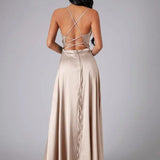Velira Maxi Dress Suknelė su spaghetti petnešėlėmis, ilga, vakarui, su aukštu įpjovimu