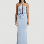 Velira Maxi Dress Šviesiai Mėlyna / S Halterio Kaklo Maxi Suknelė