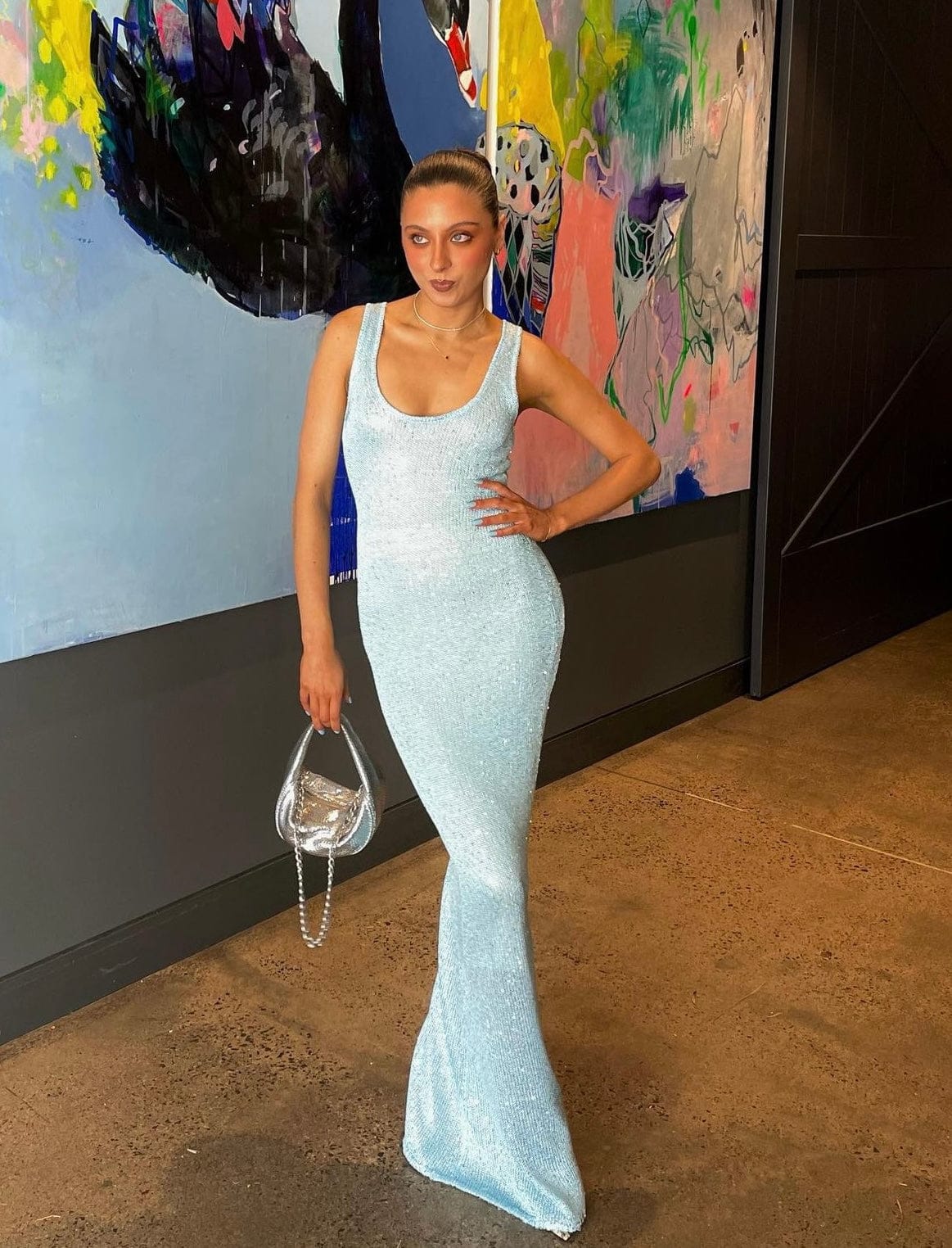 Velira Maxi Dress Šviesiai mėlyna / S Skye Blizgučiais Paplūdimio Maxi Suknelė