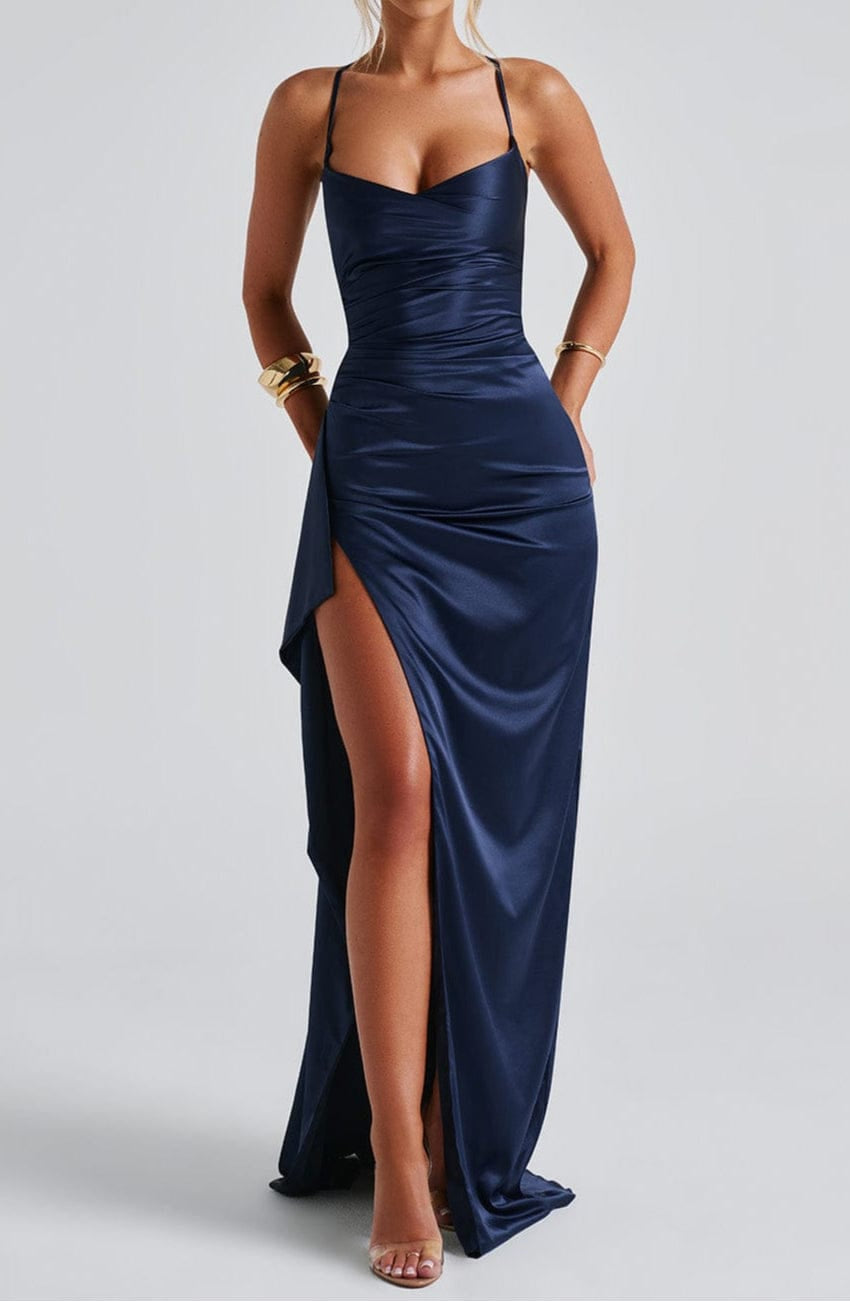 Velira Maxi Dress Tamsiai mėlyna vakarinė maksi suknelė