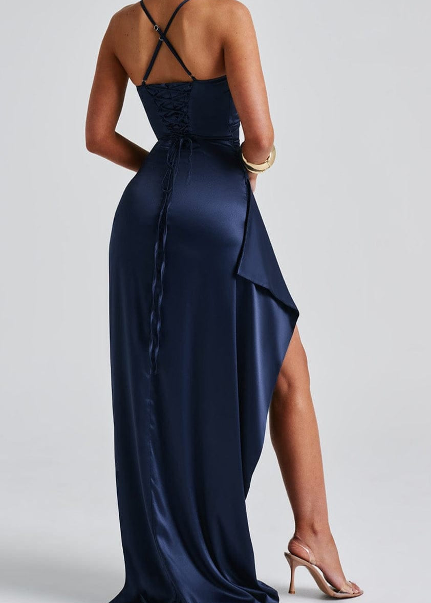 Velira Maxi Dress Tamsiai mėlyna vakarinė maksi suknelė