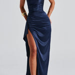 Velira Maxi Dress Tamsiai mėlyna / XS Tamsiai mėlyna vakarinė maksi suknelė