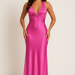 Velira Maxi Dress Tamsiai Rožinė / S Satinė Halter Maxi Suknelė