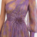 Velira Maxi Dress Vakarinė asimetrinė rankovė Maxi vakarinė suknelė