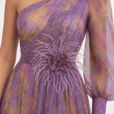 Velira Maxi Dress Vakarinė asimetrinė rankovė Maxi vakarinė suknelė