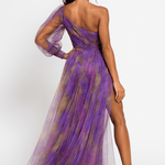 Velira Maxi Dress Vakarinė asimetrinė rankovė Maxi vakarinė suknelė