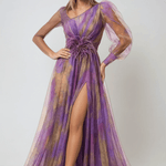 Velira Maxi Dress Vakarinė asimetrinė rankovė Maxi vakarinė suknelė
