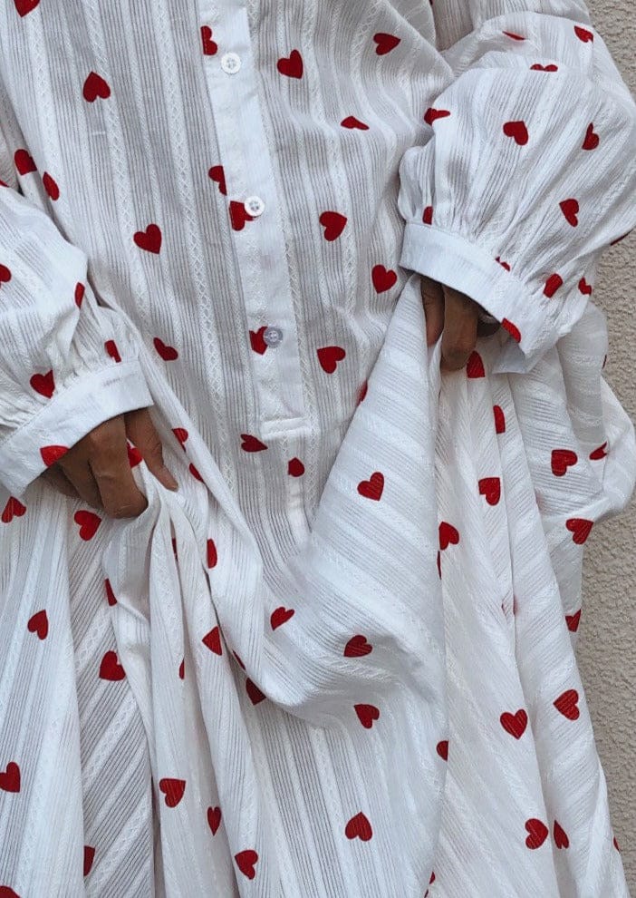 Velira Maxi Dress Vasaros Širdelių Siuvinėjimo Marškinių Suknelė