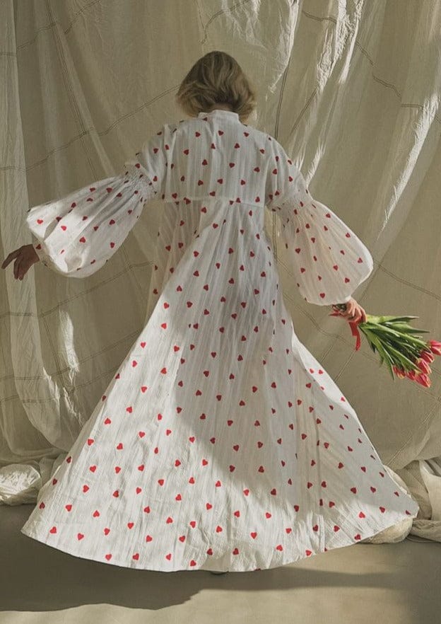 Velira Maxi Dress Vasaros Širdelių Siuvinėjimo Marškinių Suknelė