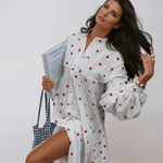 Velira Maxi Dress Vasaros Širdelių Siuvinėjimo Marškinių Suknelė