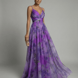 Velira Maxi Dress Violetinė / S Gėlių vakarinė maksi suknelė
