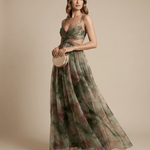Velira Maxi Dress Žalia / S Gėlių vakarinė maksi suknelė