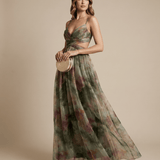 Velira Maxi Dress Žalia / S Gėlių vakarinė maksi suknelė