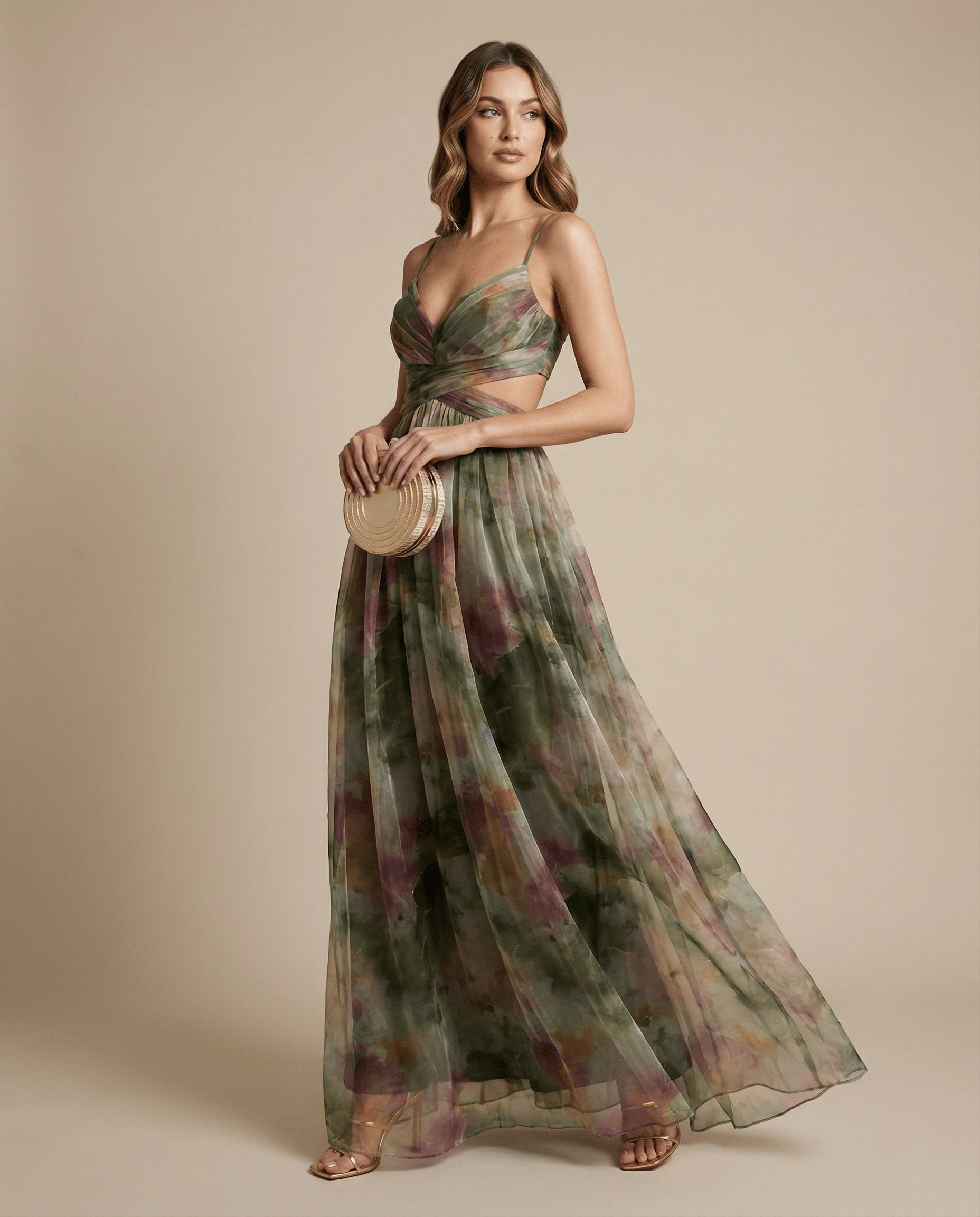 Velira Maxi Dress Žalia / S Gėlių vakarinė maksi suknelė