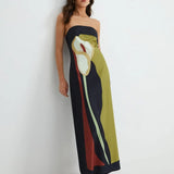 Velira Maxi Dress Žalia / XS Calla Be Rankovių Spausdintas Vasaros Šalies Maxi Suknelė
