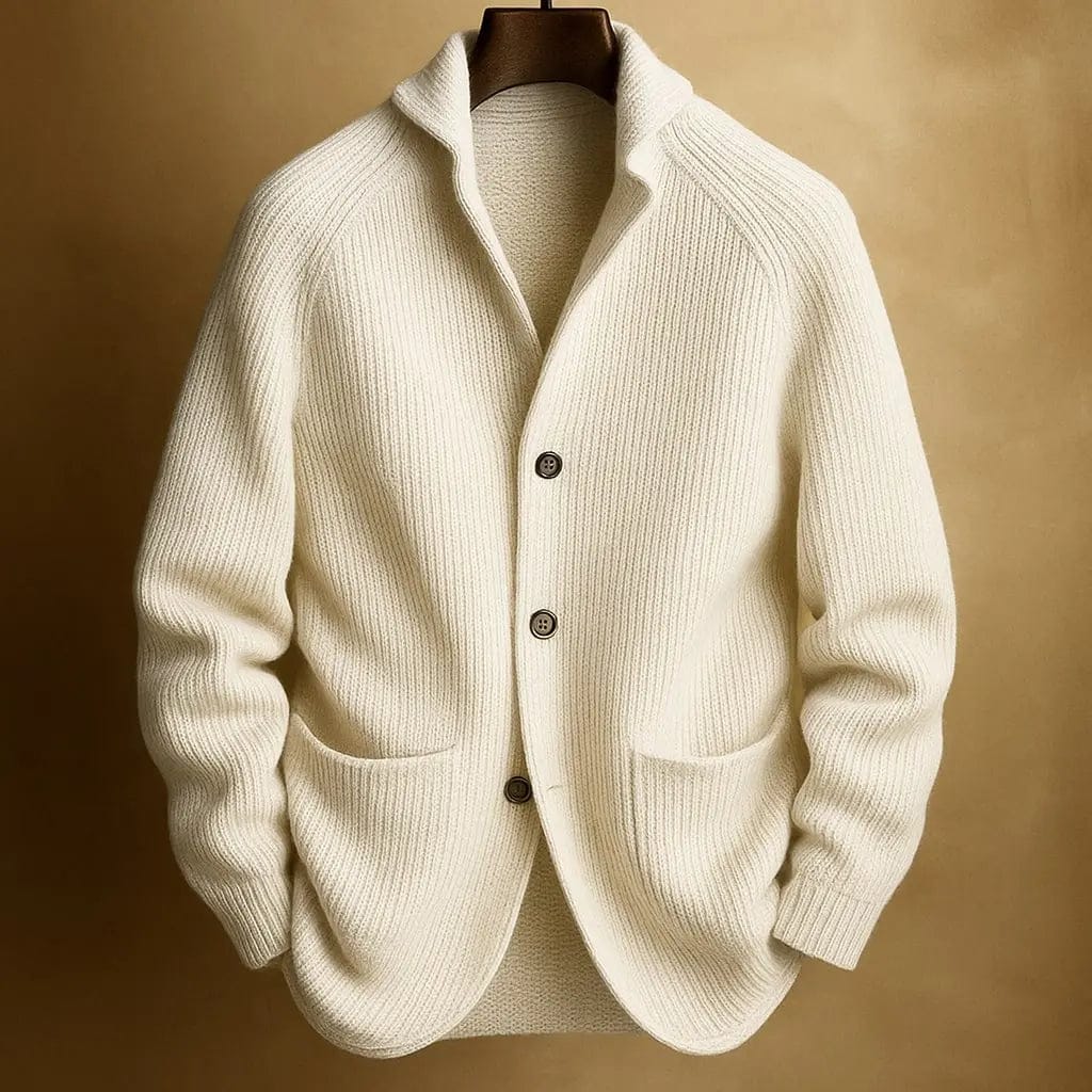 Velira Men's Cardigans Balta / S SILVORO | KARDIGANAS IŠ AVIES VILNOS VYRAMS