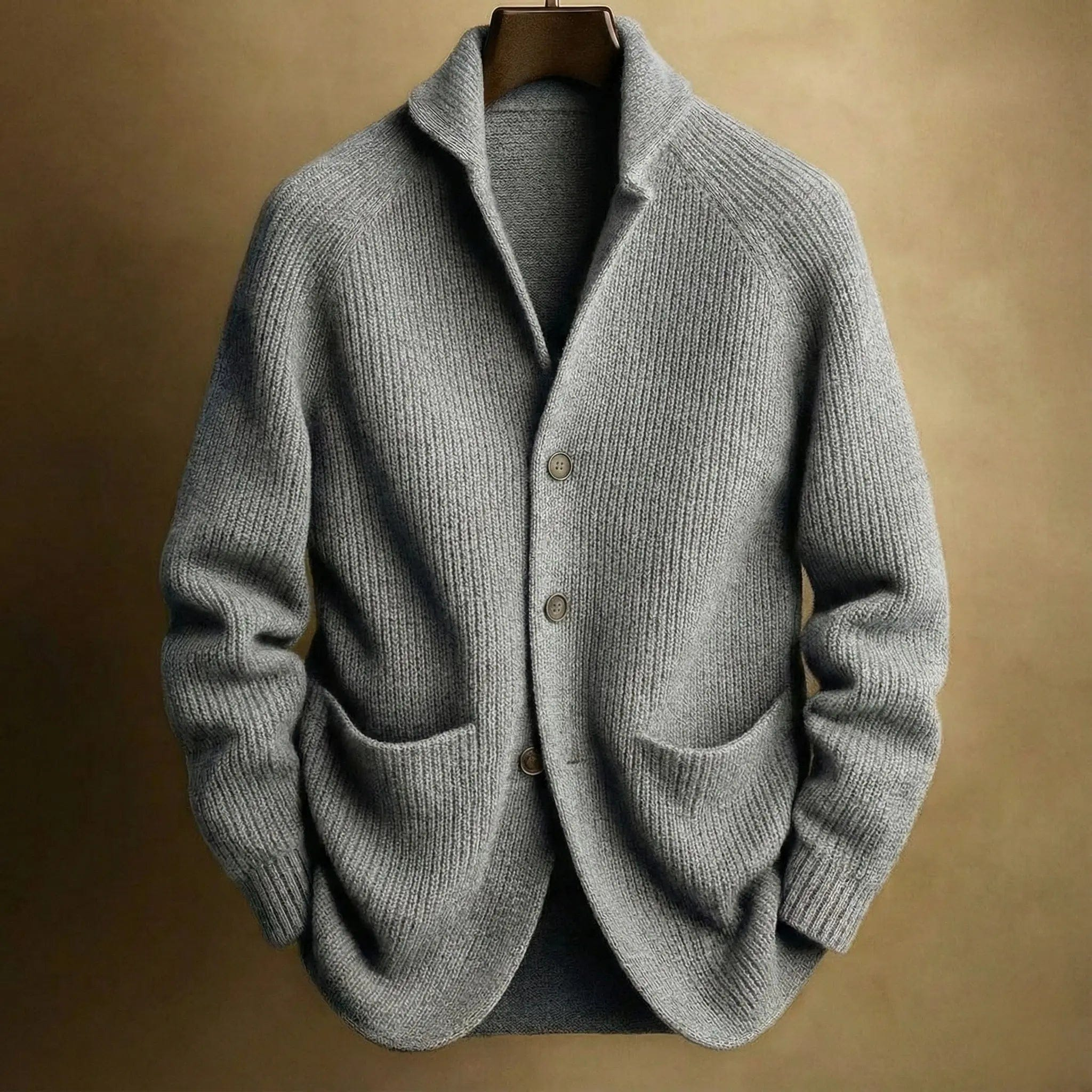 Velira Men's Cardigans Pilka / S SILVORO | KARDIGANAS IŠ AVIES VILNOS VYRAMS