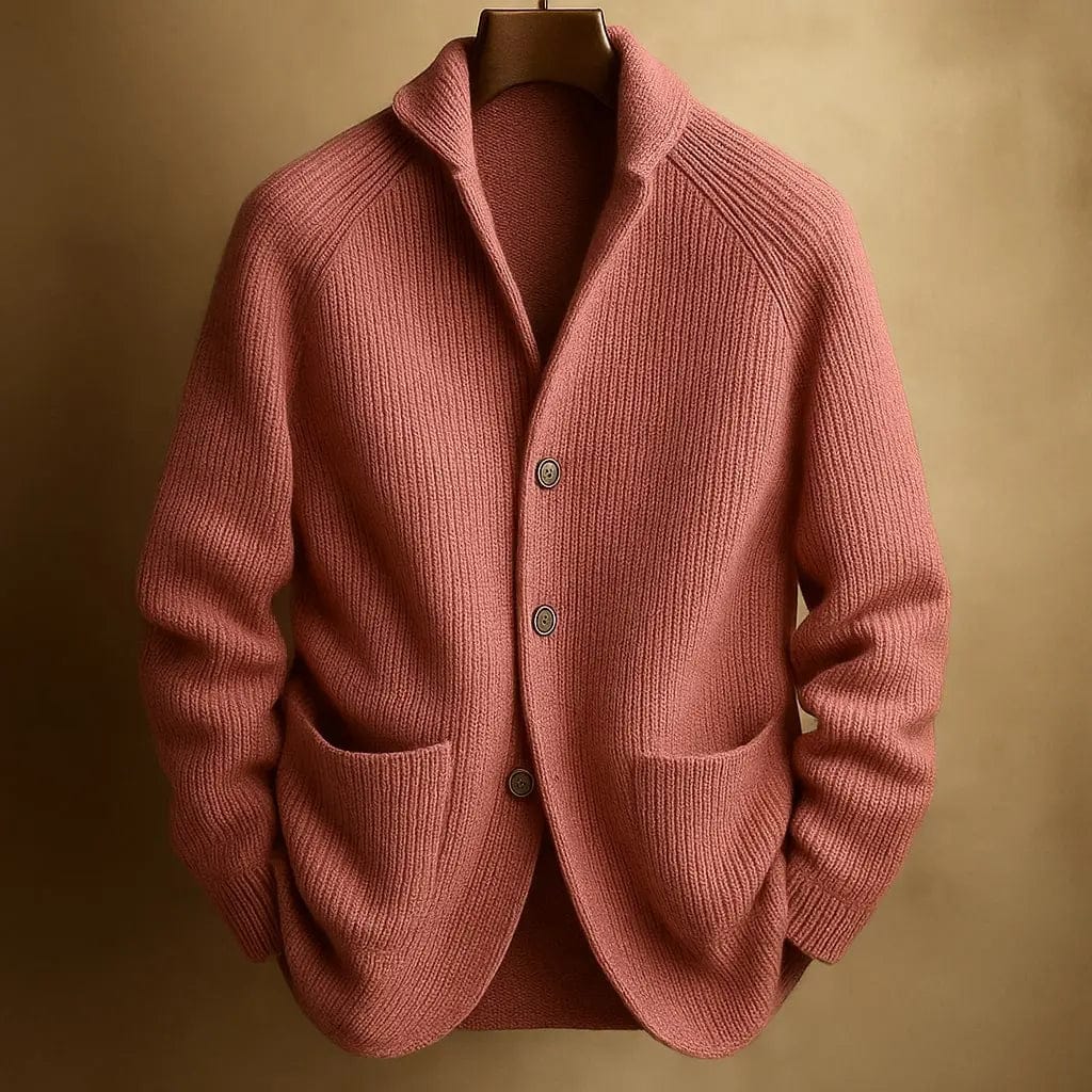 Velira Men's Cardigans Rožinė / S SILVORO | KARDIGANAS IŠ AVIES VILNOS VYRAMS