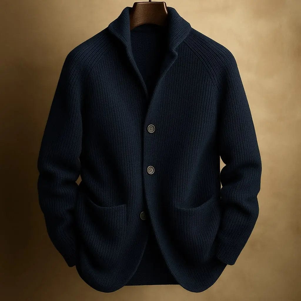Velira Men's Cardigans Tamsiai mėlyna / S SILVORO | KARDIGANAS IŠ AVIES VILNOS VYRAMS