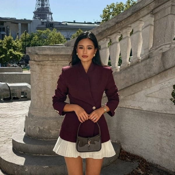 Velira Outerwear Women Bordo / S Paryžiaus Klostuota Švarko Suknelė
