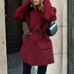 Velira Outerwear Women Bordo Viskozinis Paltas Su Diržu