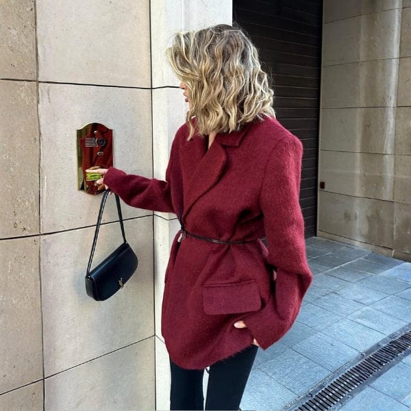 Velira Outerwear Women Bordo Viskozinis Paltas Su Diržu