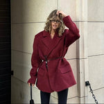 Velira Outerwear Women Bordo Viskozinis Paltas Su Diržu