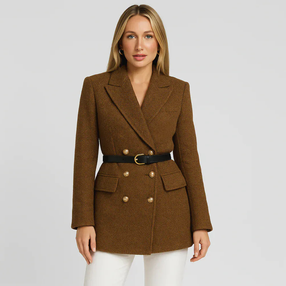 Velira Outerwear Women Edinburgo Tweed Dvigubo Užsegimo Blazeris