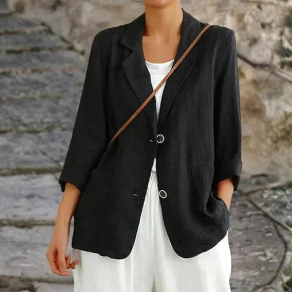 Velira Outerwear Women Juoda / M Siena Dvigubo Mygtuko Atsitiktinis Švarkas