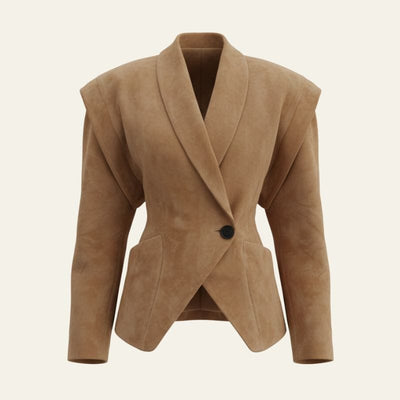 Aspen Draped-Shoulder Wrap Blazer
